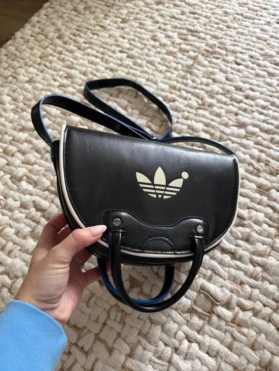adidas Black Mini Crossbody with White Trefoil and Blue Trim - Picture 3 of 16